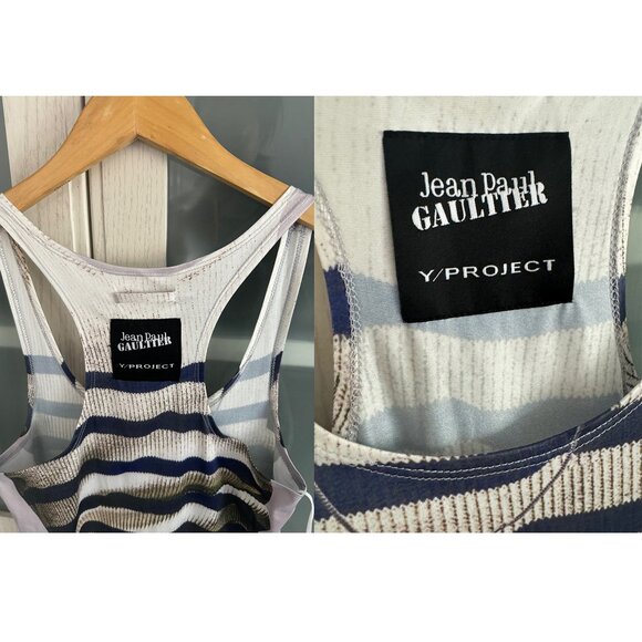 Y/project Jean Paul Gaultier Edition TROMPE L'OEIL MARINIER MAXI DRESS - WHITE - Picture 8 of 12